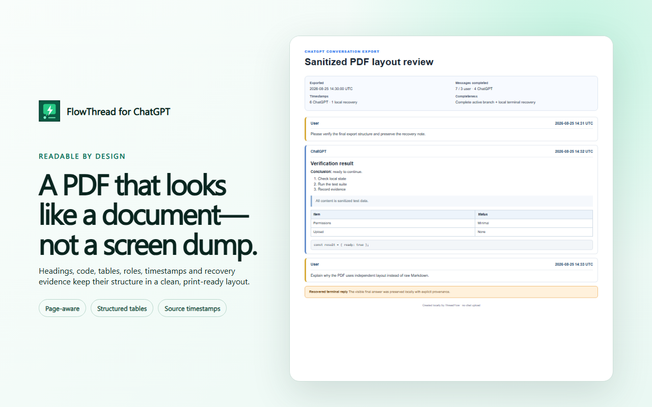 FlowThread PDF export