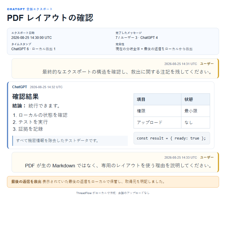 人にも AI にも、読みやすい記録。