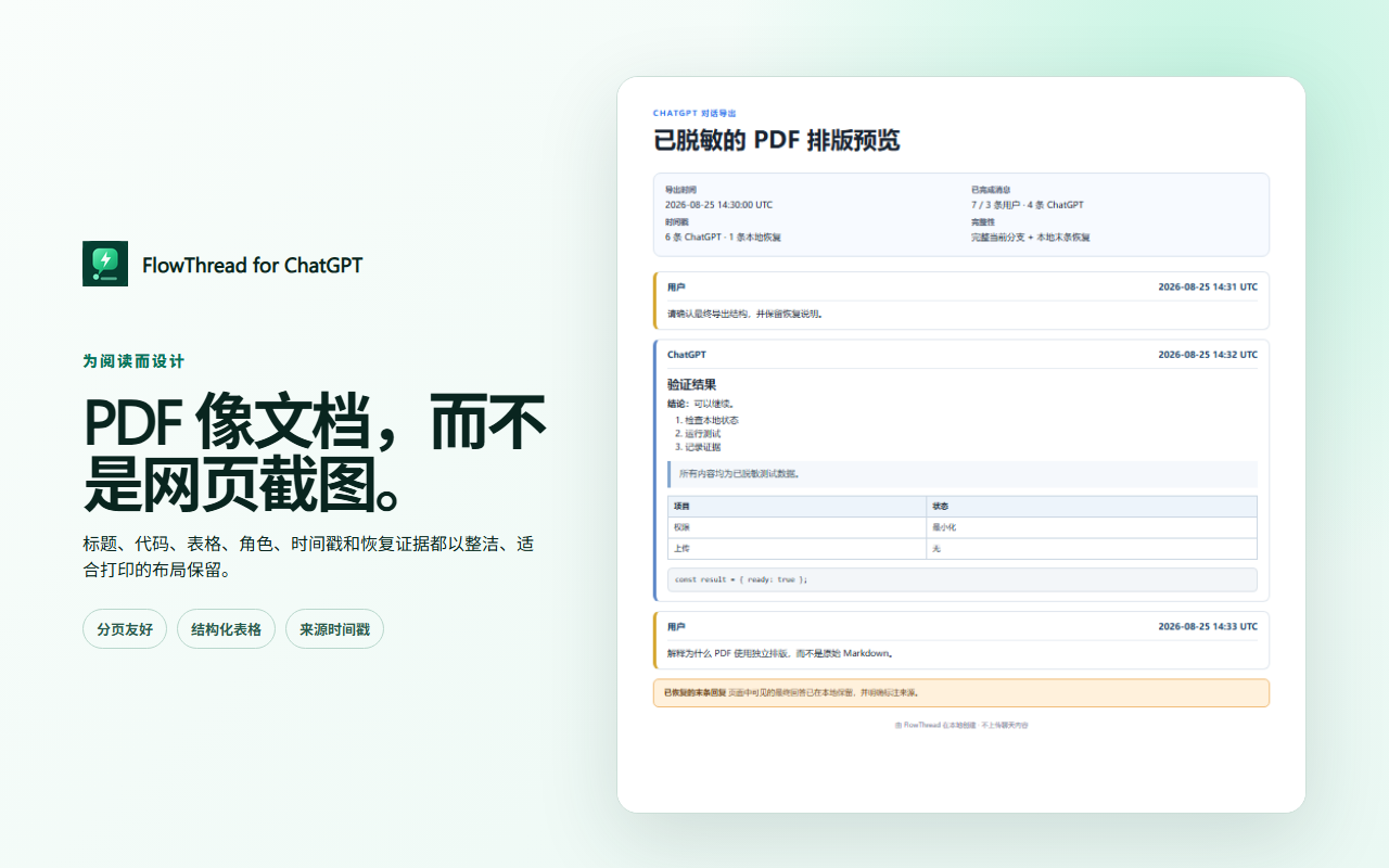 FlowThread PDF export