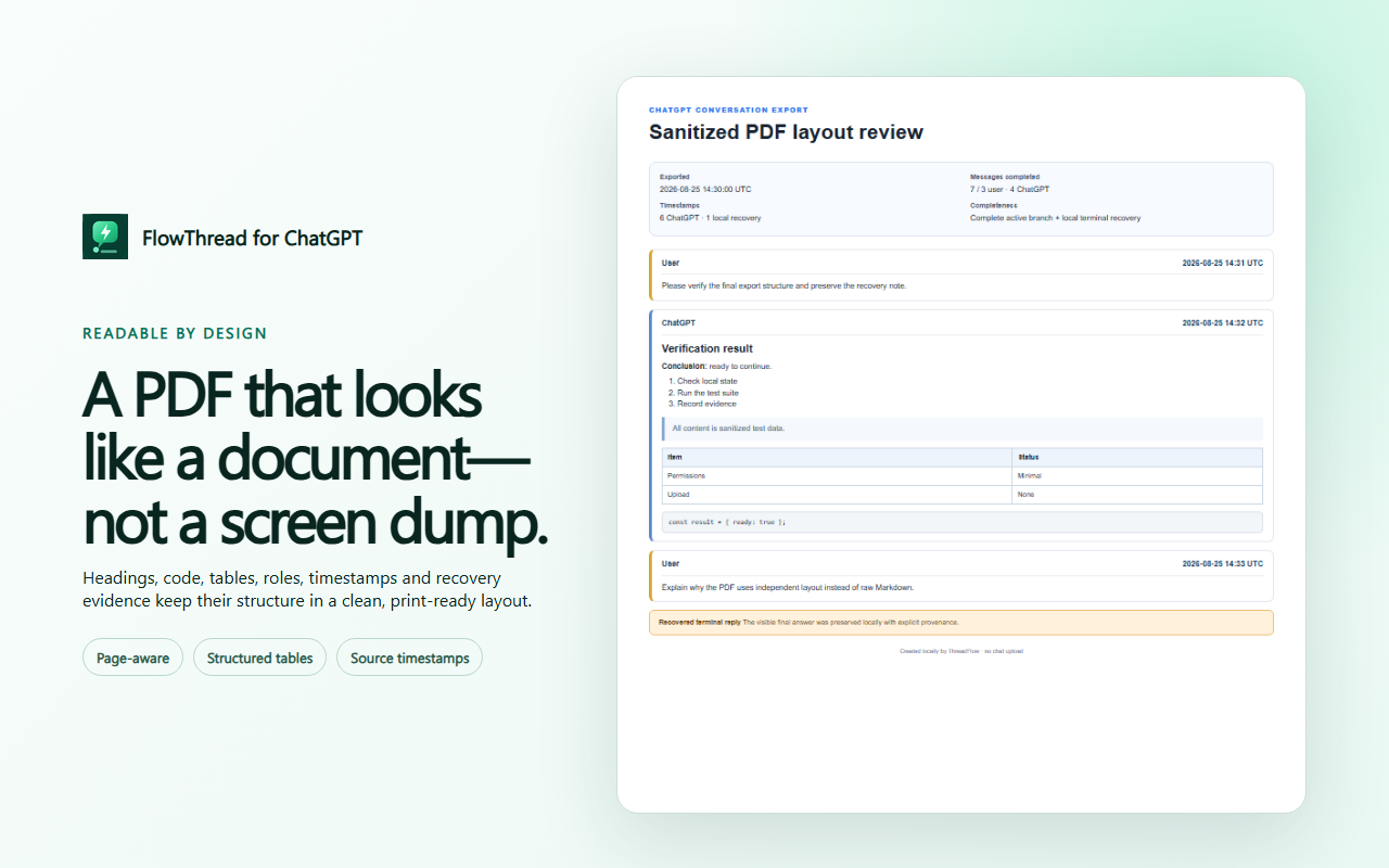 FlowThread PDF export