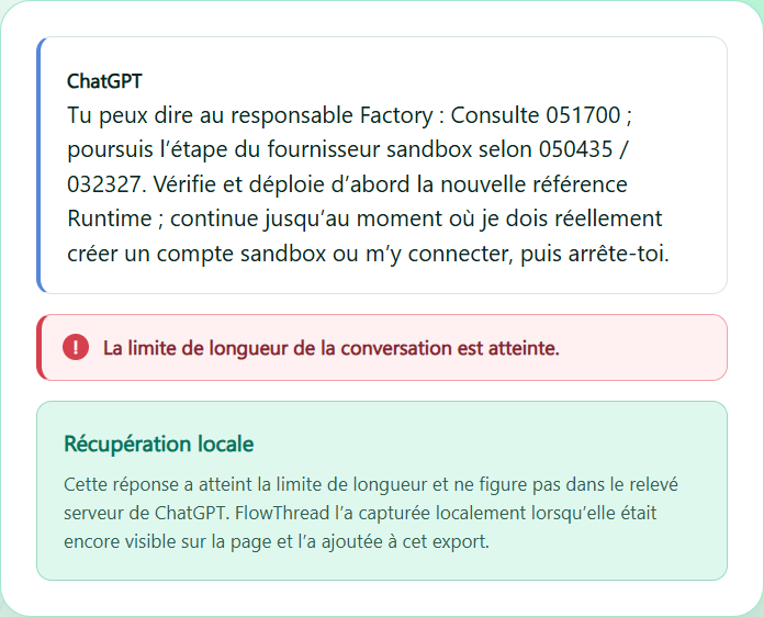 Sauvez la dernière réponse visible absente du relevé serveur.