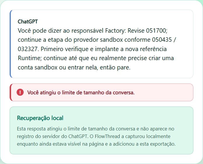 Resgate a última resposta visível que faltou no registro do servidor.